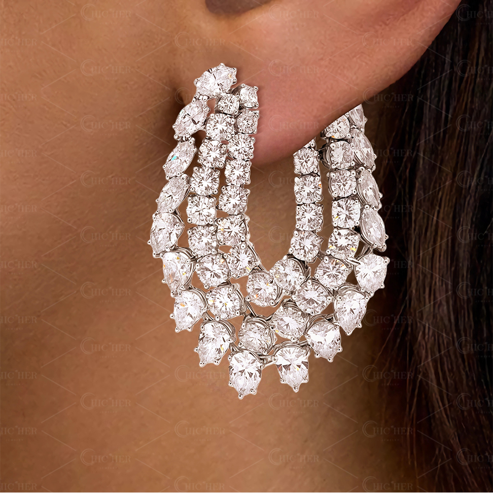 Luxury Irregular Cut Cluster Earrings