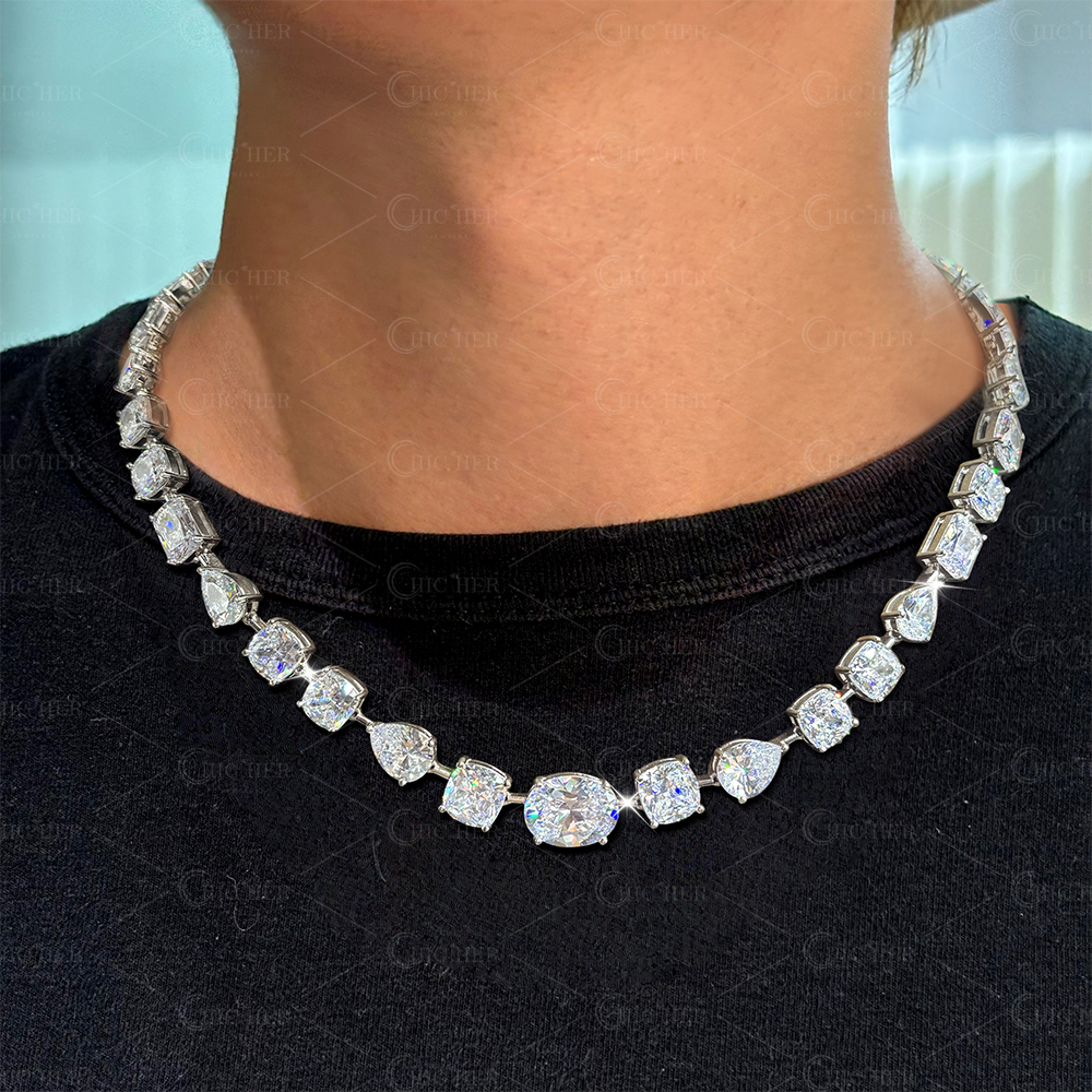 Multi-Cut White Sapphire Men's Necklace