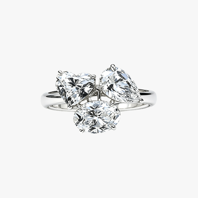 6.75ct Three-Stone Multi-cut White Sapphire Engagement Ring