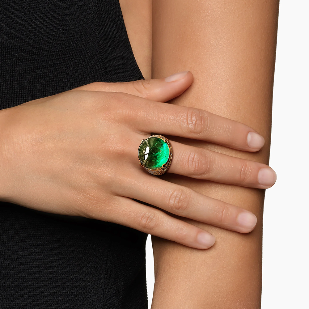 16.5ct Round Cut Emerald Sapphire Cocktail Ring