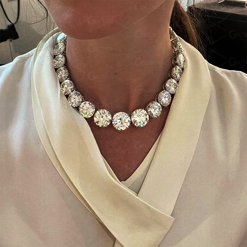 Round Cut White Sapphire Necklace