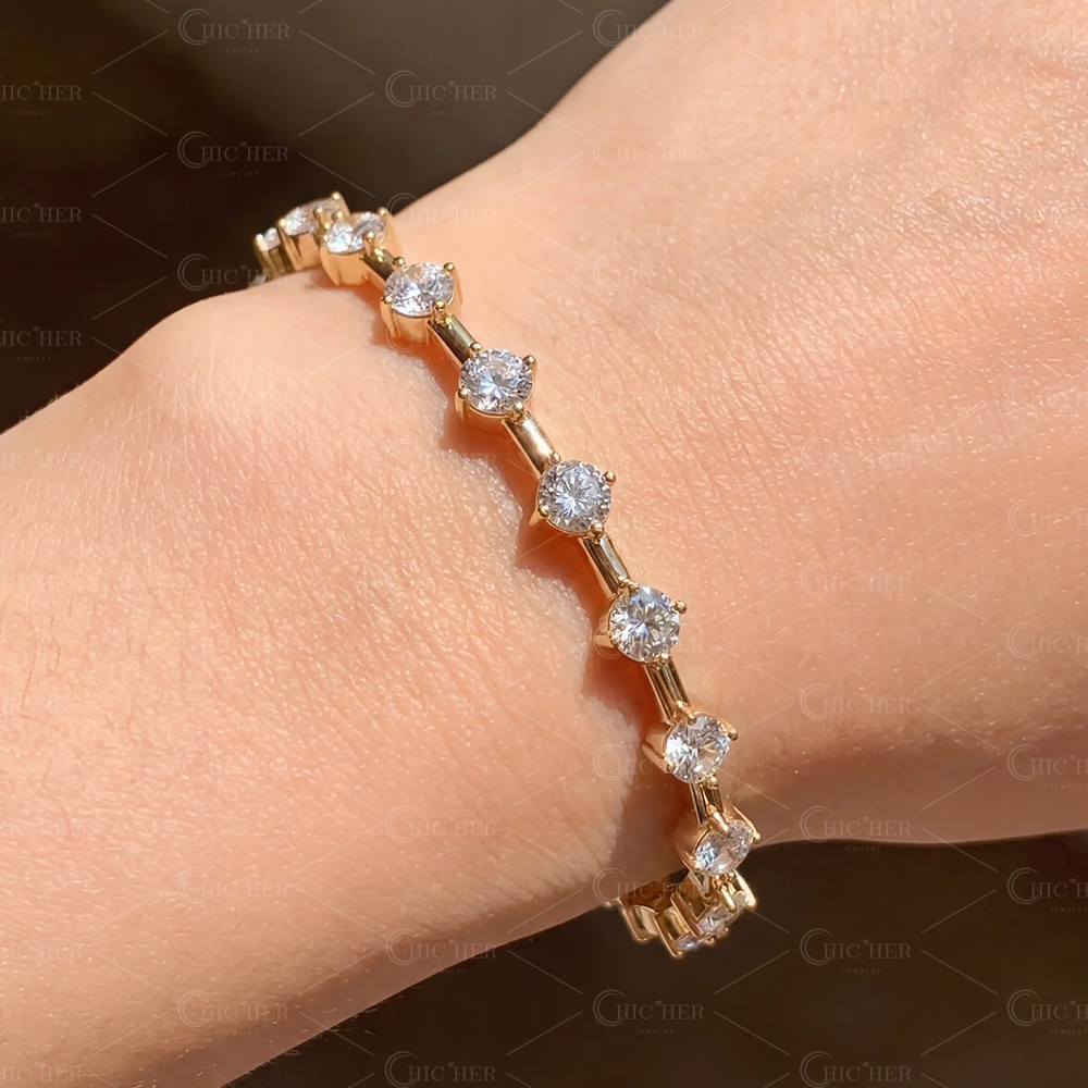 Round Cut White Sapphire Bangle Bracelet