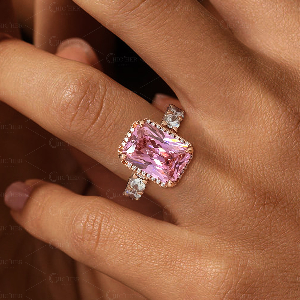 6ct Stunning Cushion Cut Pink Sapphire Ring