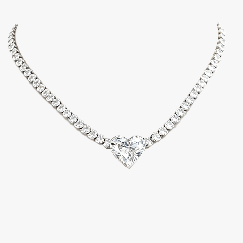 Unique Heart Cut White Sapphire Necklace Choker
