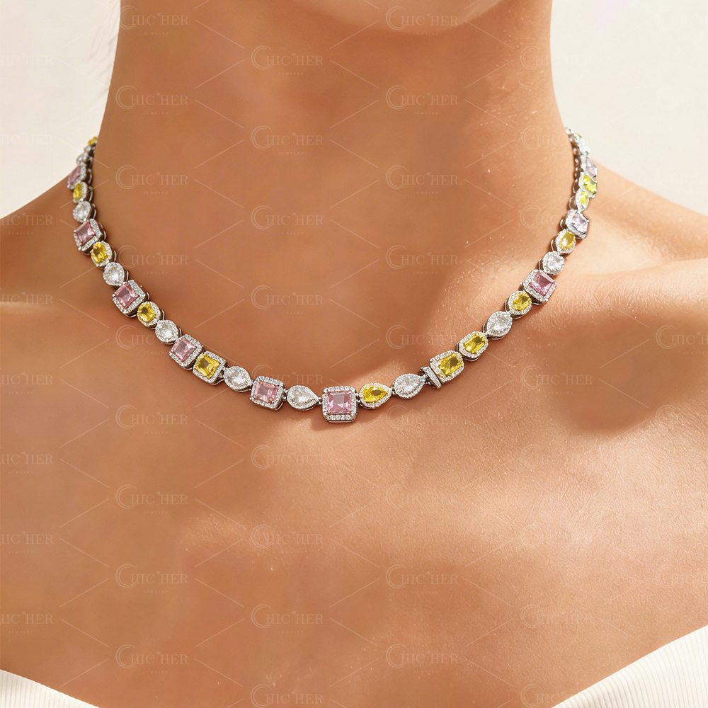 Multi-cut Rainbow Sapphire Necklace