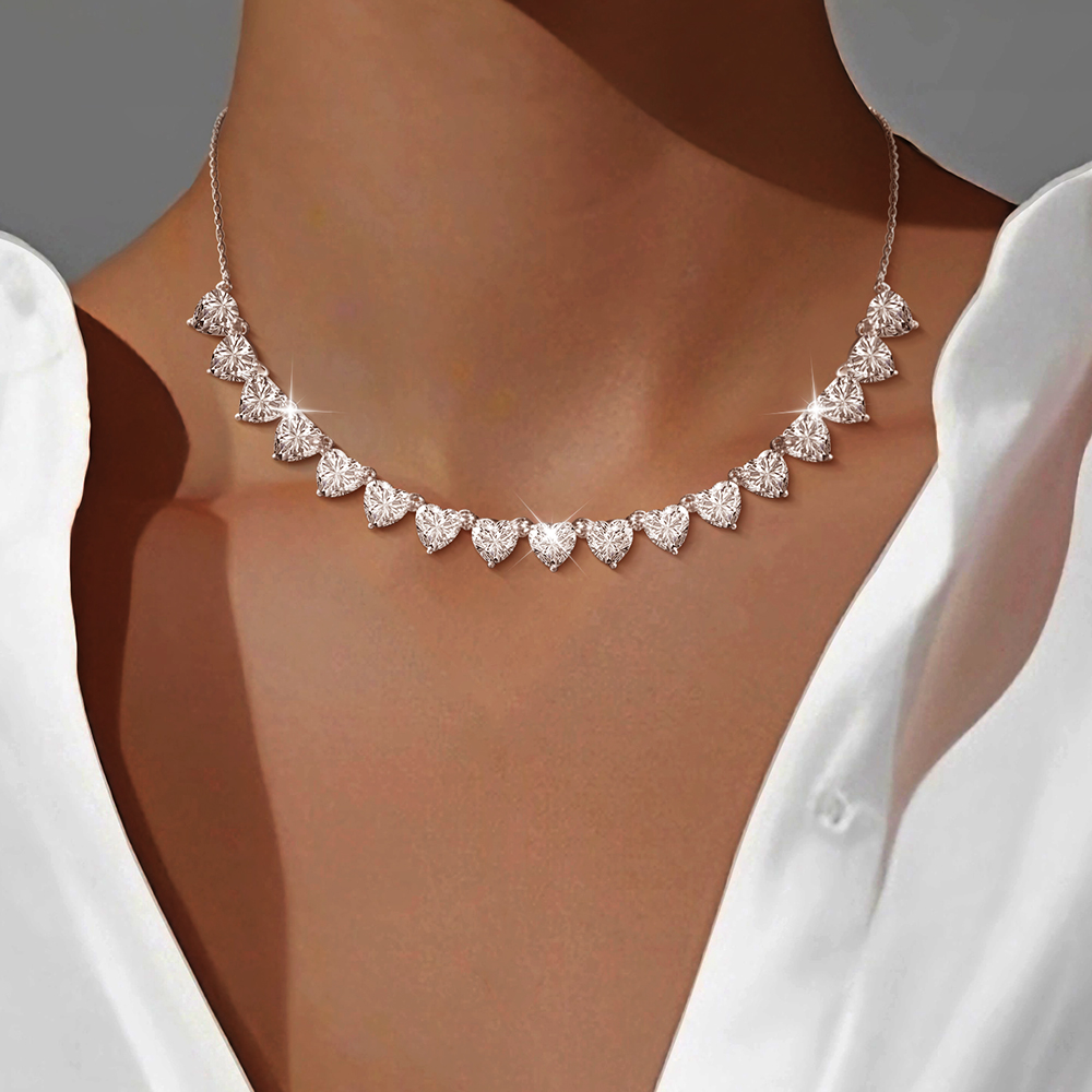 Classic Heart Cut White Sapphire Necklace