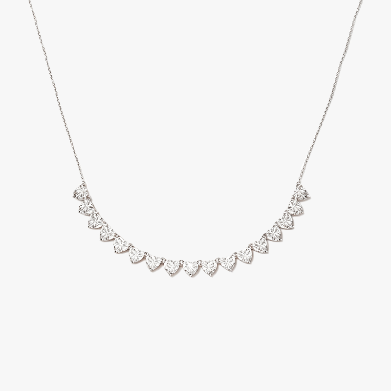 Classic Heart Cut White Sapphire Necklace