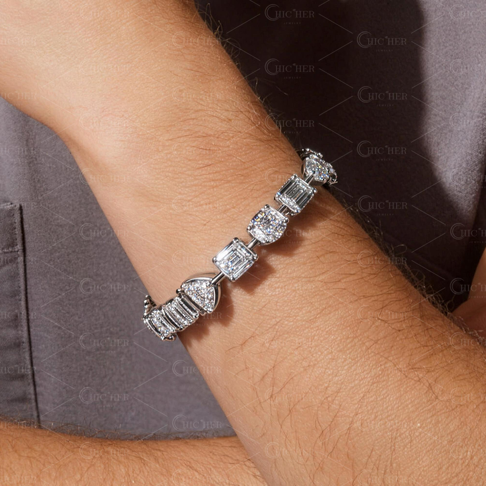 Multi-Cut White Sapphire Men's Bracelet