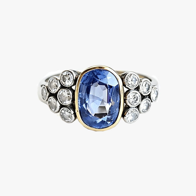 3ct Art Deco Cushion Cut Blue Sapphire Engagement Ring