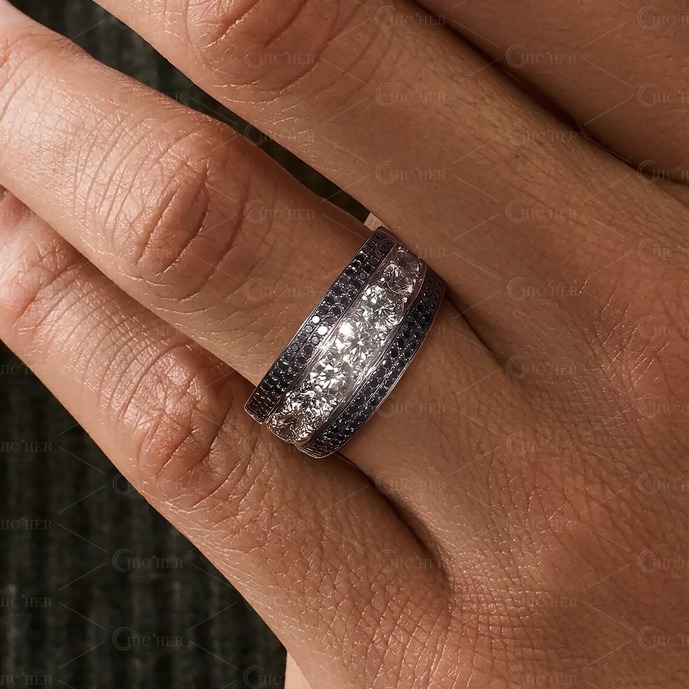 2.35ct Round Cut White Sapphire Eternity Ring For Men