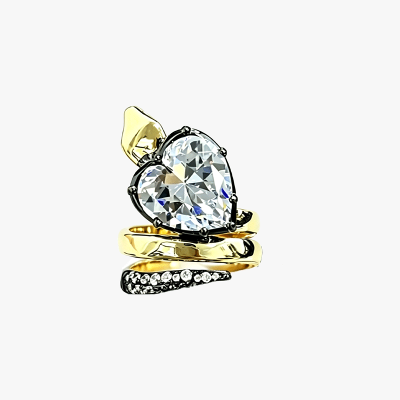 3ct Snake Heart Cut White Sapphire Engagement Ring