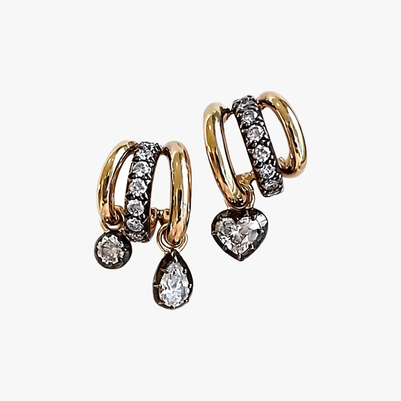 Vintage Design White Sapphire Hoop Earrings