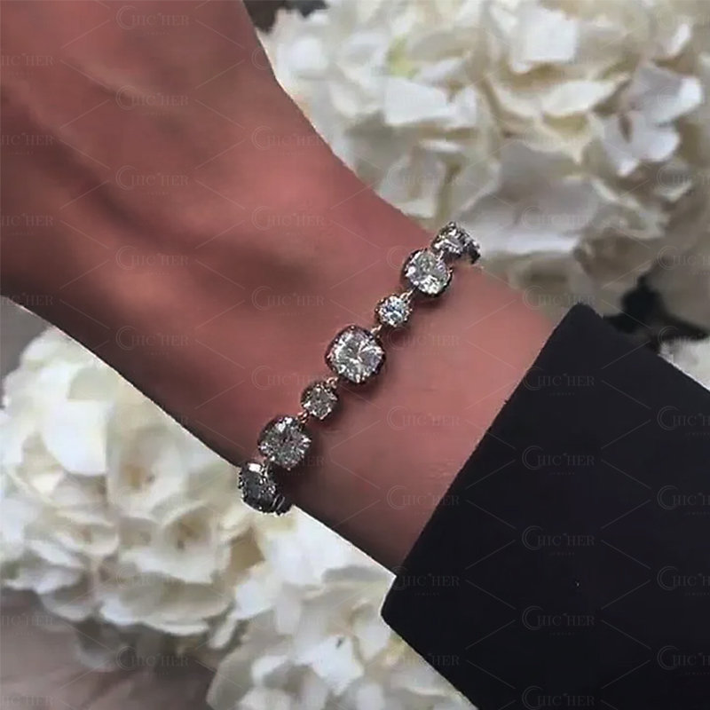 Vintage Design Cushion Cut White Sapphire Bracelet