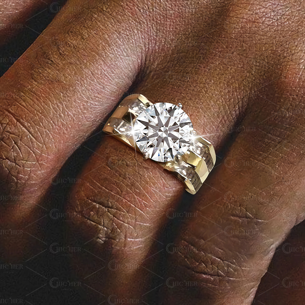 3ct Channel Setting  Round Cut Engagement Ring