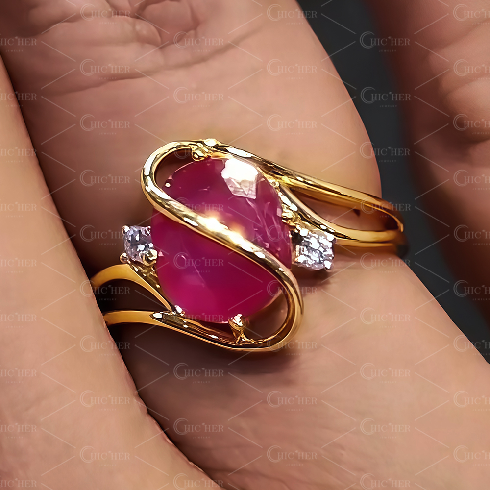 2ct Oval Cut Ruby Sapphire Engagement Ring