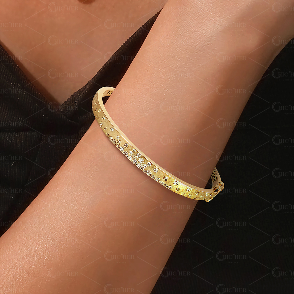 Round Cut White Sapphire Confetti Bangle Bracelet/1 piece