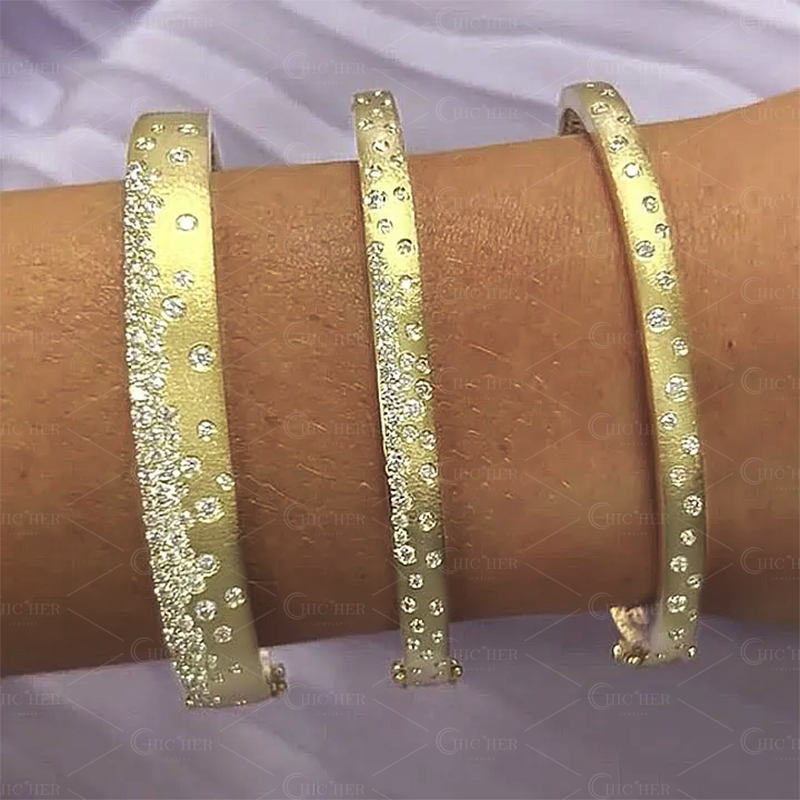 Round Cut White Sapphire Confetti Bangle Bracelet