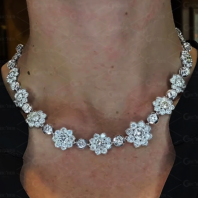 Art Deco Round Cut White Sapphire Necklace