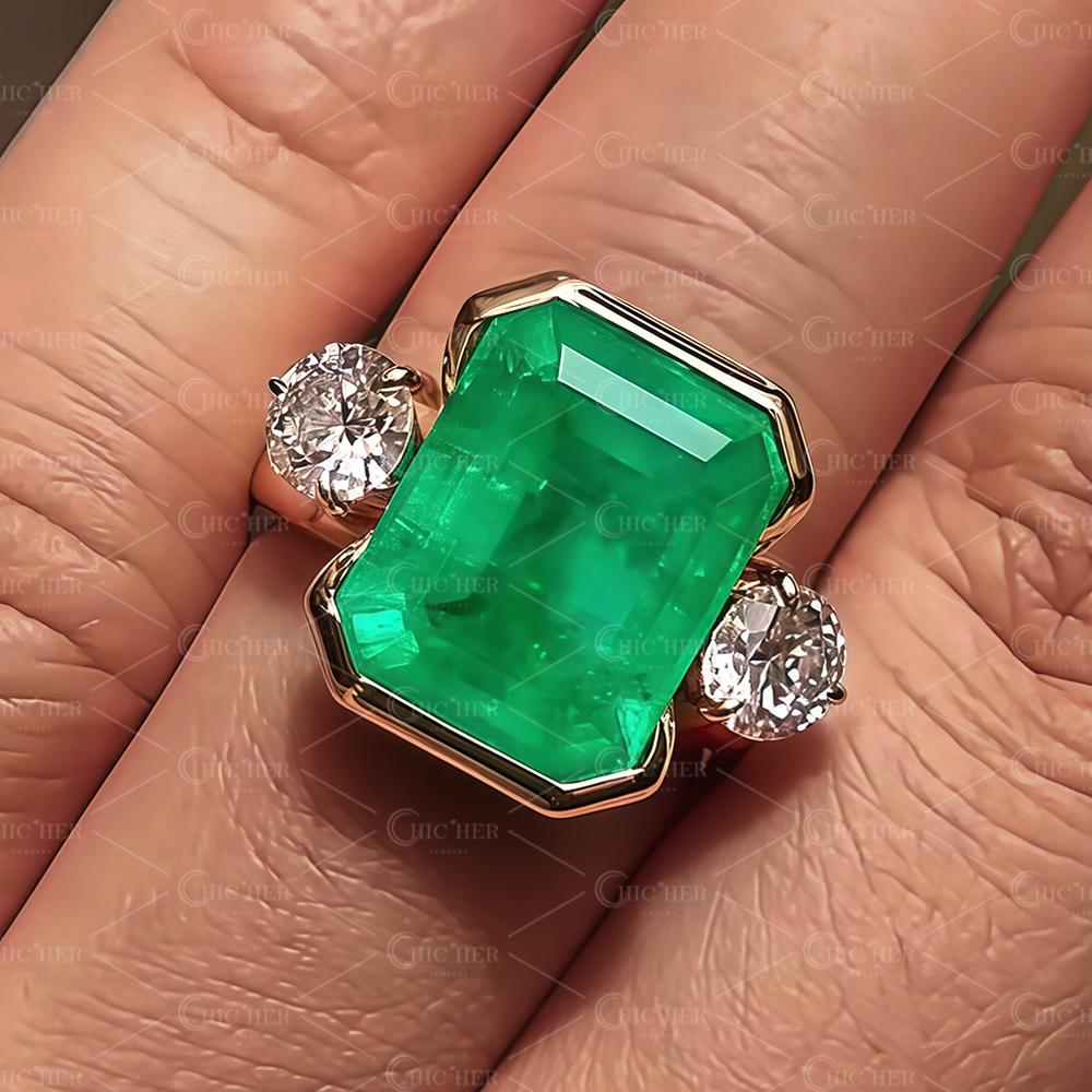 6ct Unique Three-stone Emerald Sapphire Ring