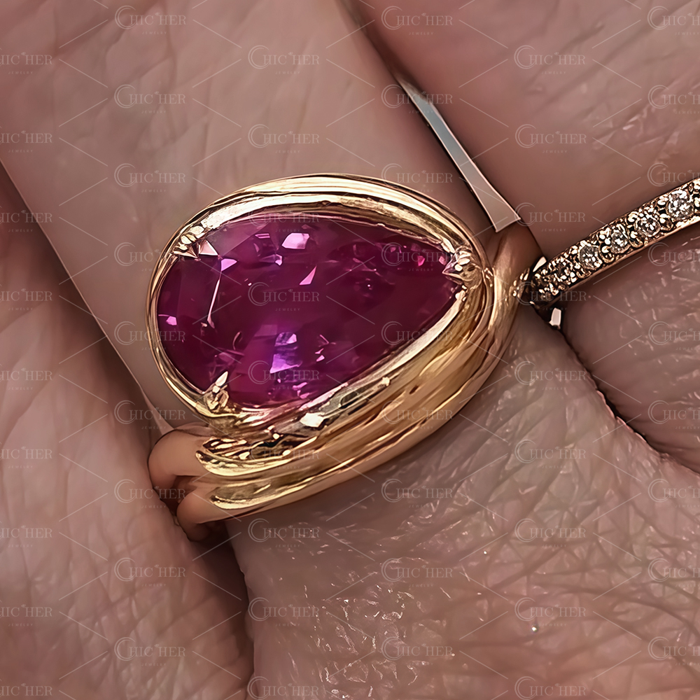 3ct Pear Cut Pink Sapphire Engagement Ring