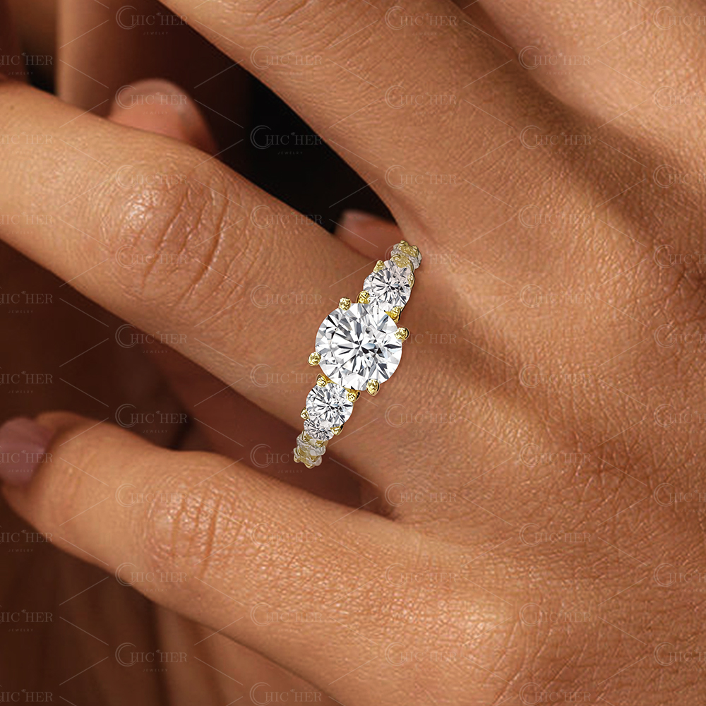 3ct Round Cut White Sapphire Engagement Ring