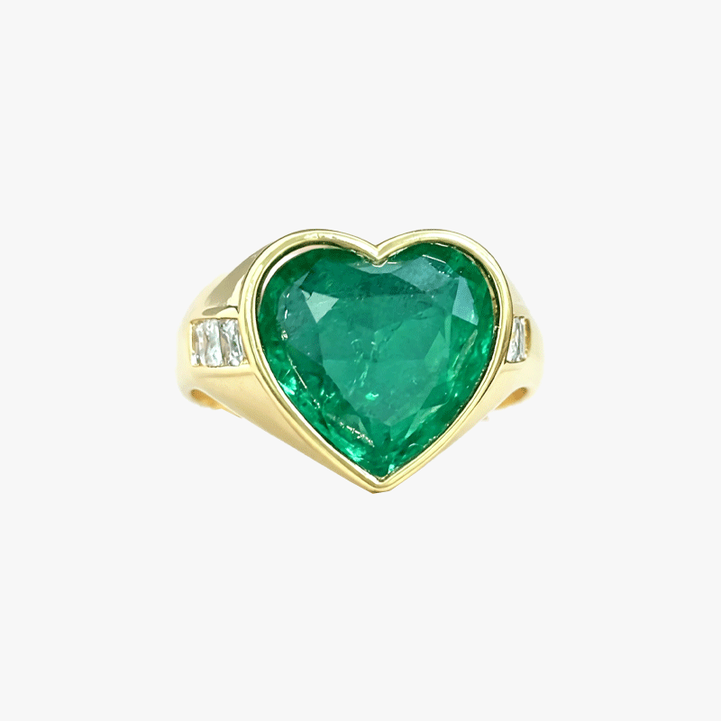 9ct Bezel Setting Heart Cut Emerald Sapphire Engagement Ring