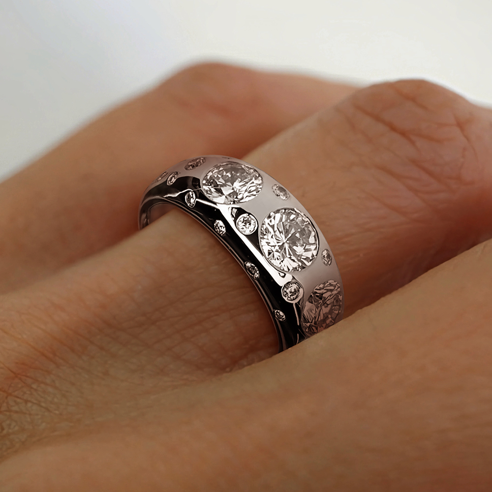 5.15ct Scattered Diamond Silver Ring