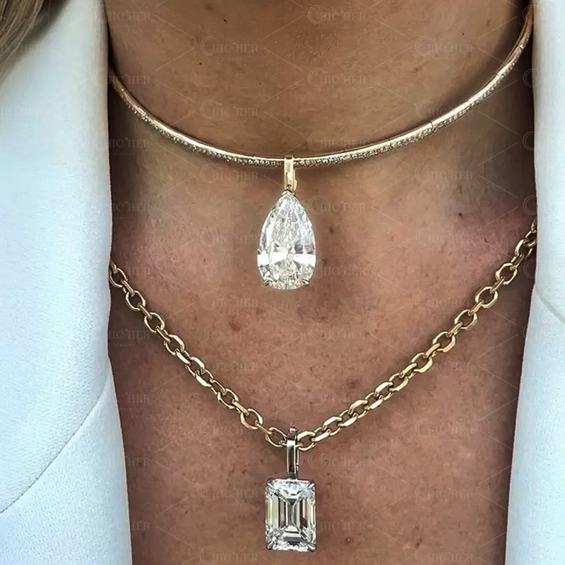 Fashion Pear Cut White Sapphire Choker Necklace