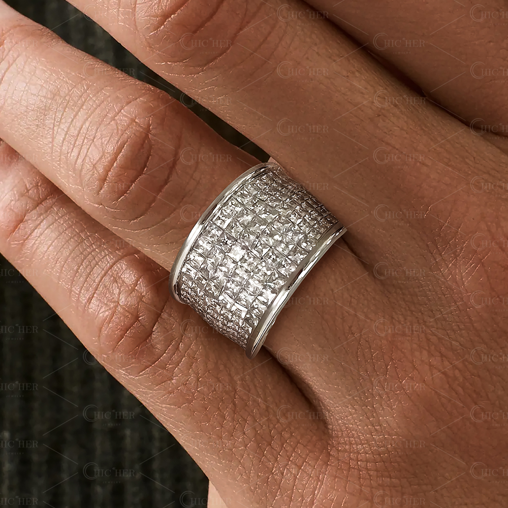 Luxury 3.3ct Pave Princess Cut White Sapphire Men's Ring