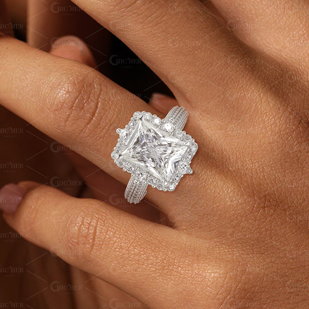 2ct Vintage Radiant Cut White Sapphire Engagement Ring