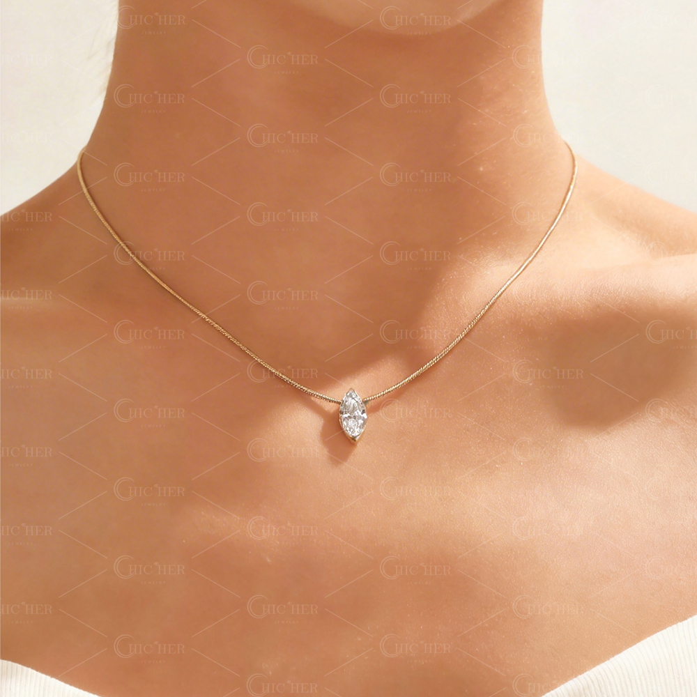 Marquise Cut White Sapphire Water Necklace