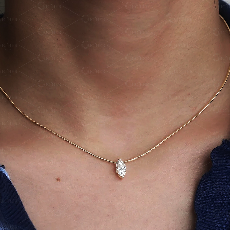 Marquise Cut White Sapphire Water Necklace