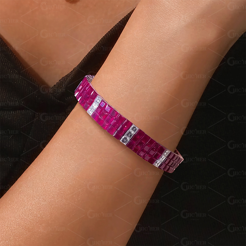 Fashion Invisible Setting Ruby Bracelet