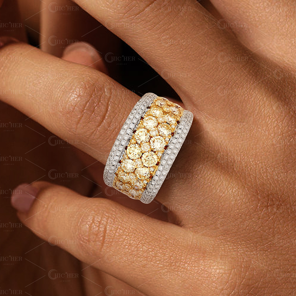 3.68ct Two-Tone Yellow Diamond Wedding Band