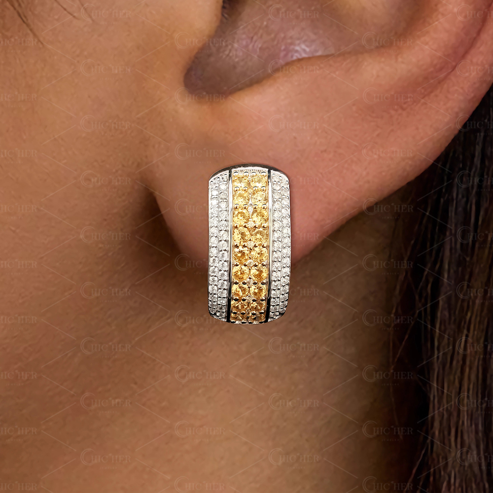 1.82ct Two-Tone Gold Yellow Diamond Hoop Earrings
