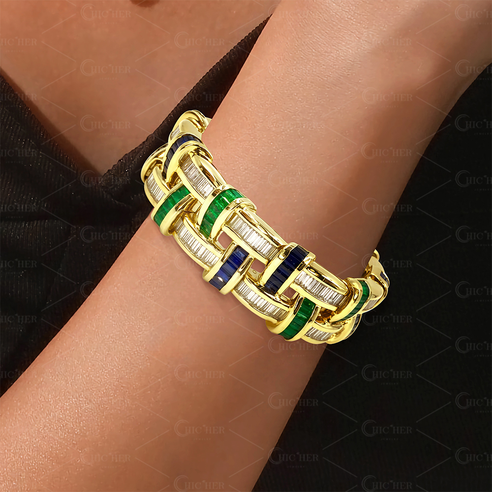 Fashion Emerald Cut Multi-color Gemstone Bracelet