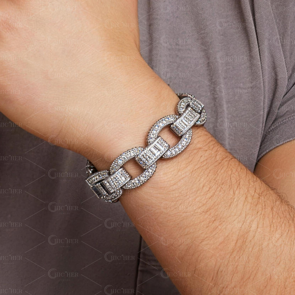Hip Hop Diamond Interlocking Circle Men's Bracelet