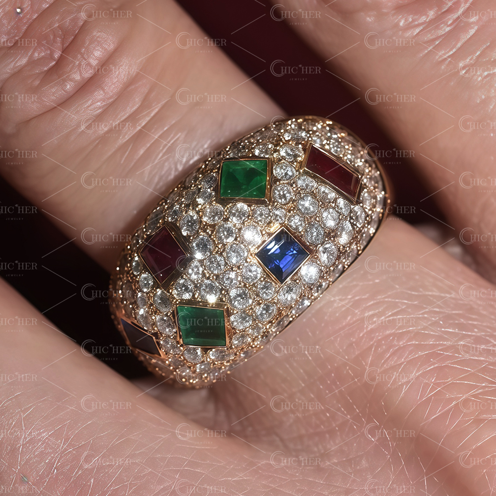 3.85ct Micro Pave Setting Wedding Ring In Gold