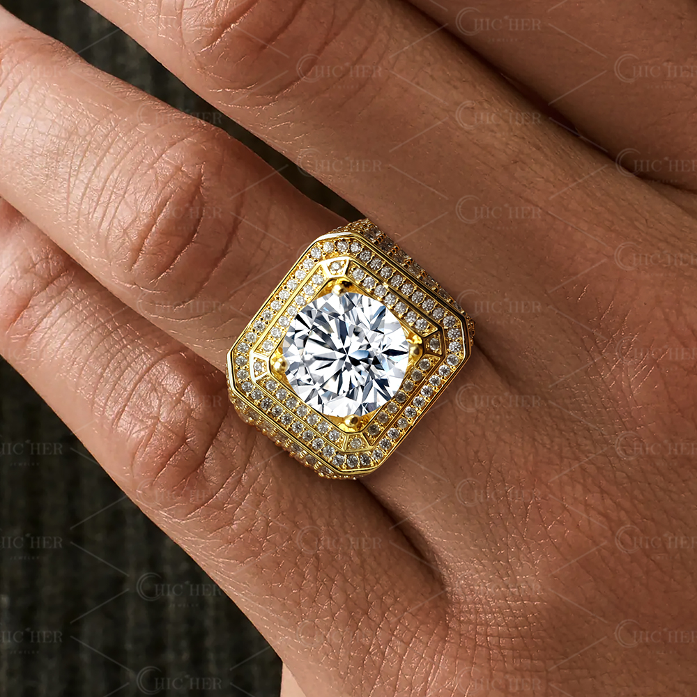 Men's 5ct Round Cut White Sapphire Engagement Ring