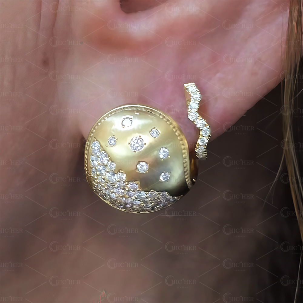 Round Cut Scattered Diamond Stud Earrings