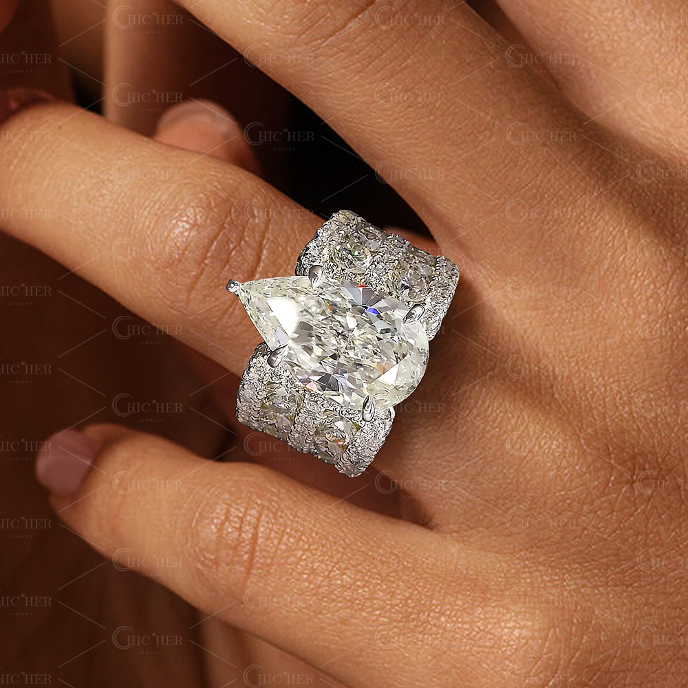 6ct Pear Cut White Sapphire Engagement Ring