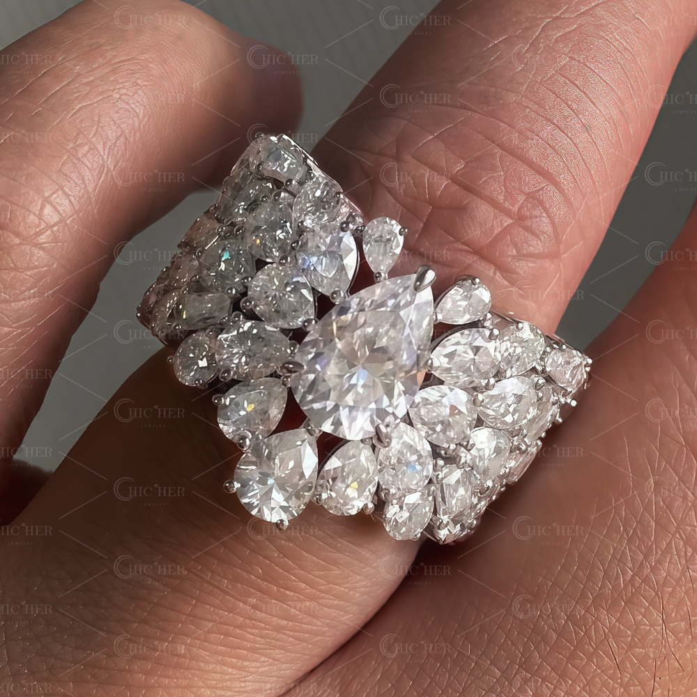 4ct Pear Cut White Sapphire Wedding Band For Women