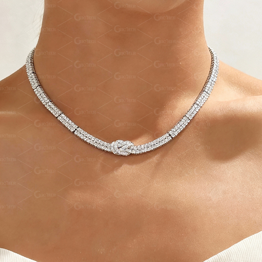 Round Cut Diamond Tight Knot Necklace