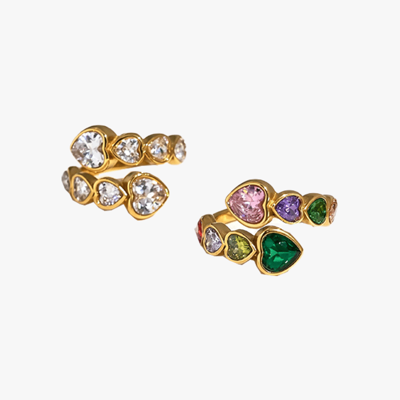 2.5ct Bezel Setting Heart Cut Multi-color Wedding Band