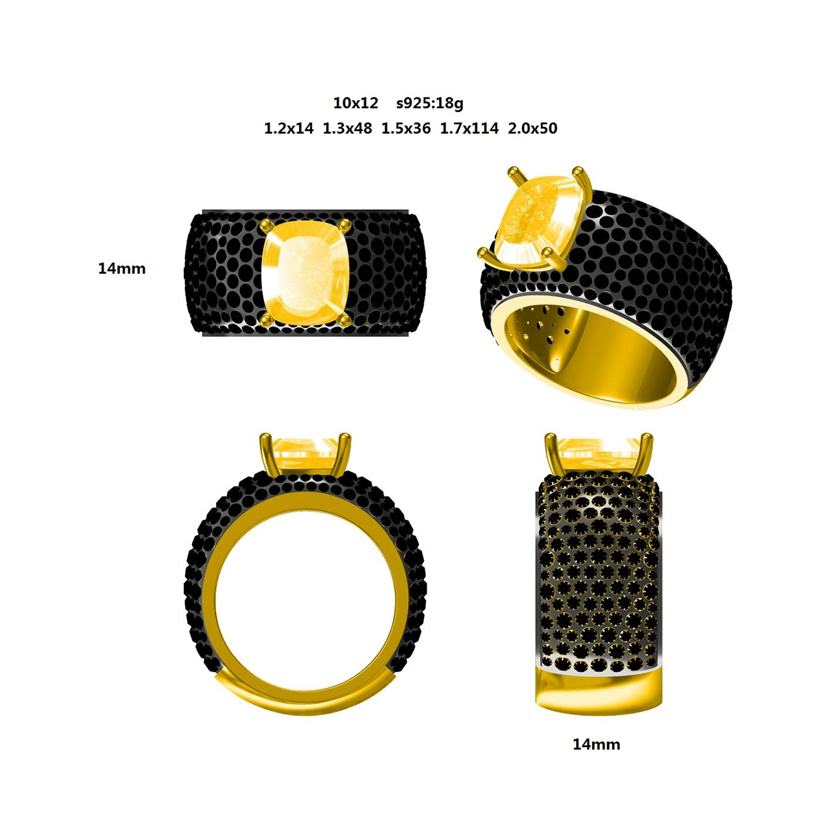 7ct Cushion Cut Yellow Sapphire Pave Setting Ring