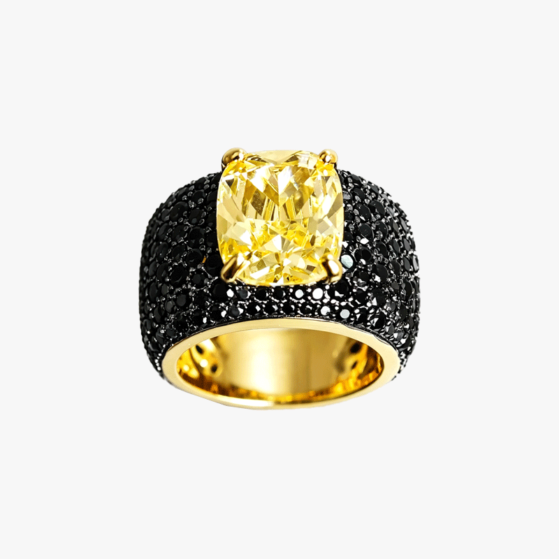 7ct Cushion Cut Yellow Sapphire Pave Setting Ring