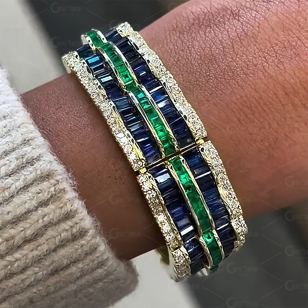 Channel Setting Three Tone Gemstone Bracelet