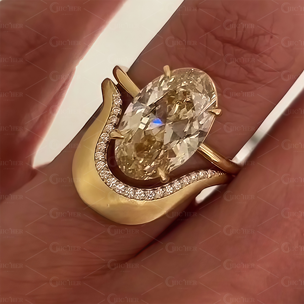 4.5ct Oval Cut Yellow Sapphire Wedding Set