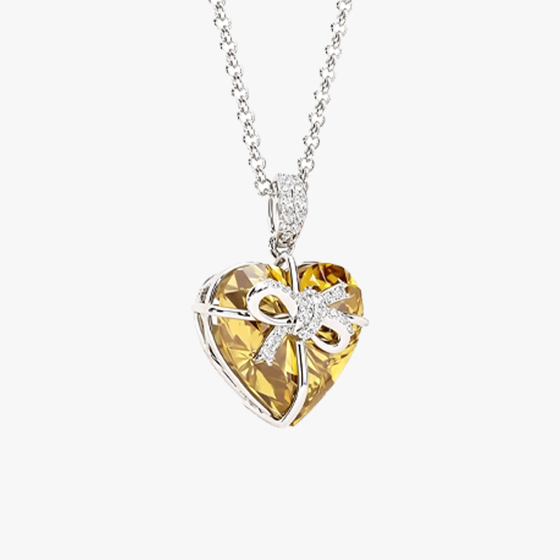 Bow Knot Design Heart Shape Pendent Necklace