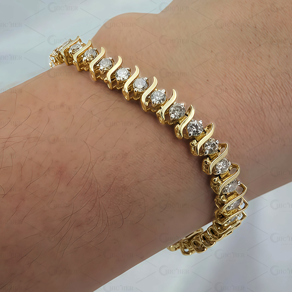 S Link Round Cut Diamond Bracelet